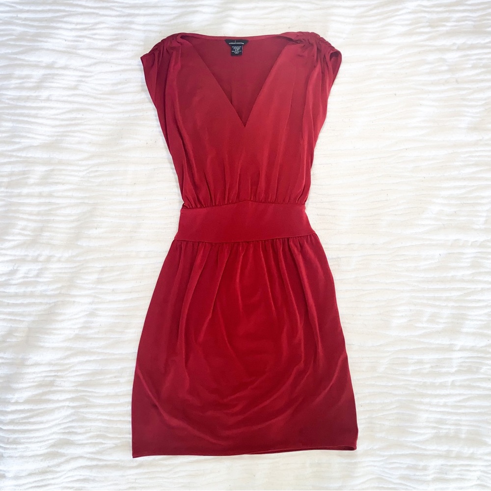Small V-Line Maroon Mini Dress